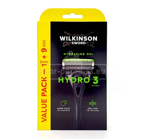 Wilkinson Rasierklingen HYDRO 3 Skin Hydration Rasierer + 8 Ersatzklingen, mit feuchtigkeitserhaltenden Gel-Reservoir
