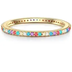 Glanzstücke München Silberring gelbgold - Fingerring aus 925er Sterlingsilber mit bunter Zirkonia-Besetzung - perfekt für Colour Blocking und als fröhliches Statement zu jedem Outfit.