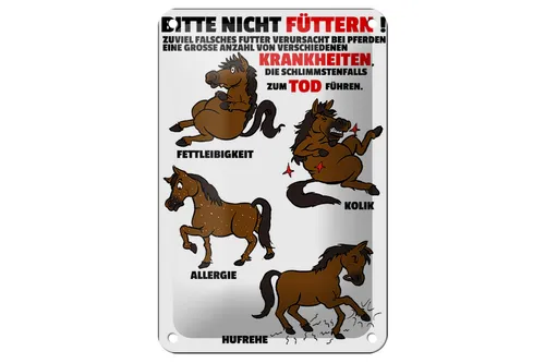 Blechschild Hinweis 12x18 cm bitte nicht füttern Pferd krank Deko Schild