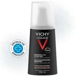 Vichy Homme Deo-Zerstäuber ultra-frisch Spray 100 ml - Deo Zerstäuber für Männer mit 24-Stunden-Wirkung, desodorierend und antibakteriell, ideal für empfindliche Haut, hinterlässt keine Rückstände.