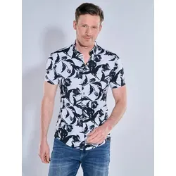 engbers Herren Kurzarm-Hemd gemustert Grau slim fit