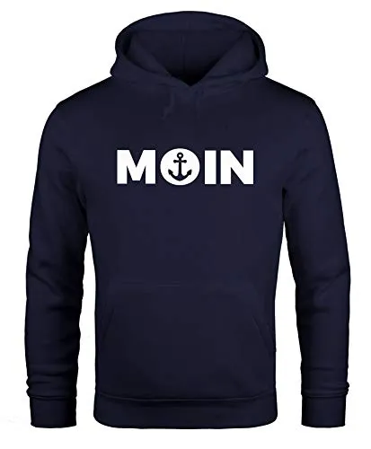 MoonWorks Hoodie Herren Moin Herz mit Anker Kapuzen-Pullover Navy L
