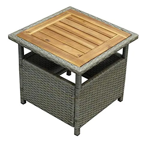 DEGAMO Beistelltisch Trento 45x45cm - Beistelltisch für Indoor und Outdoor, robustes Stahlgestell mit eleganter Polyrattan-Bespannung, FSC-zertifiziert und ideal für Garten und Balkon.