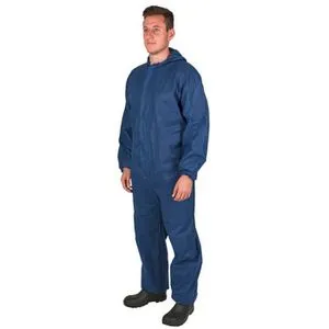 Kerbl Schutzanzug Einwegoverall, blau, Größe L, mit Kapuze, Einweg-Overall, PSA-Kategorie 1