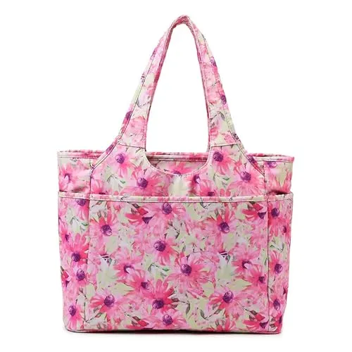 CCAIPU Tasche Damen Shopper große Wasserdicht Handtasche Schultertasche mit Reißverschluss Shopping Beuteltasche Tote Bag für Reisen Yoga Sport täglich (Rosa-B)