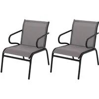 Costway 2er Set Gartenstühle Grau mit Atmungsaktivem Stoff - Hochwertiges Set aus 2 ergonomischen Gartenstühlen, ideal für Ihre Terrasse oder den Garten. Der atmungsaktive Stoff sorgt für Komfort und eine angenehme Luftzirkulation an heißen Tagen.