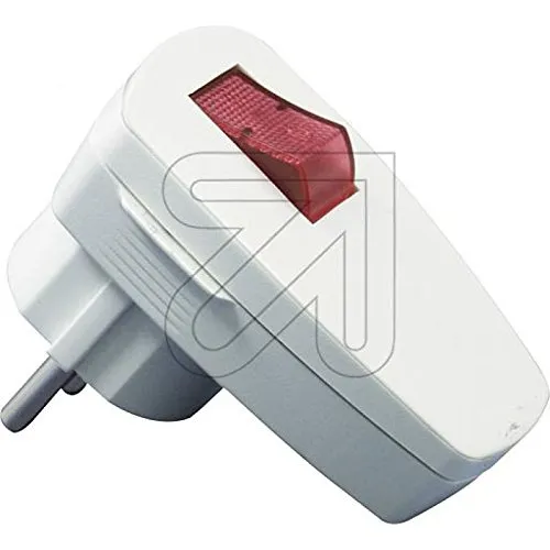 Winkelstecker abschaltbar rot beleuchtet weiß Thermoplast, mit Schalter,