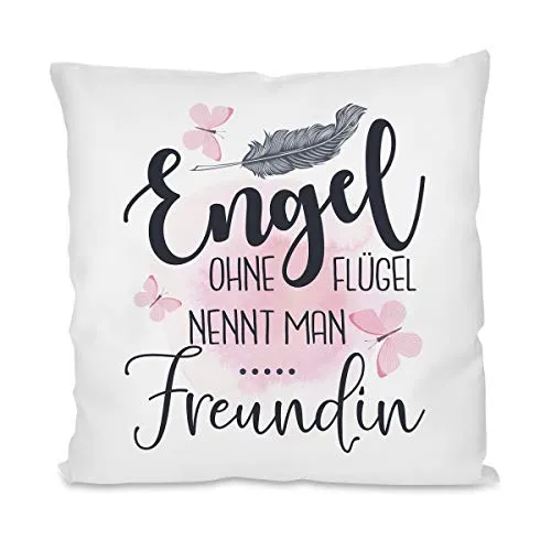 Herzbotschaft Kissen mit Motiv - Engel ohne Flügel nennt Man Freundin