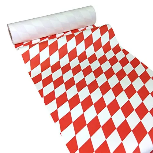 JUNOPAX Papier Tischläufer 50m x 0,40m Raute rot-weiß in rot von JUNOPAX