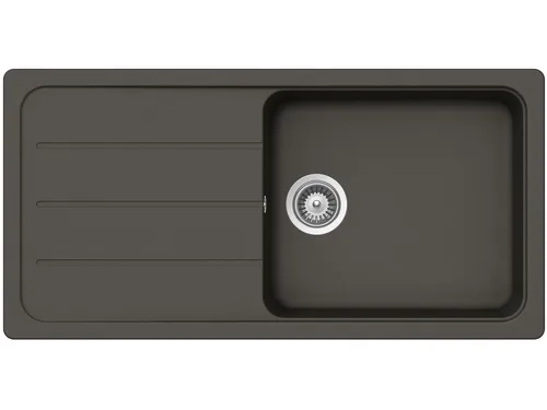 SCHOCK Granitspüle Formhaus D-100L Asphalt - Sanitäranlagen & Zubehör: Hochwertige, hitzebeständige und kratzfeste Granitspüle mit Abtropffläche – ideal für 60 cm Unterschränke und pflegeleicht im modernen Design.