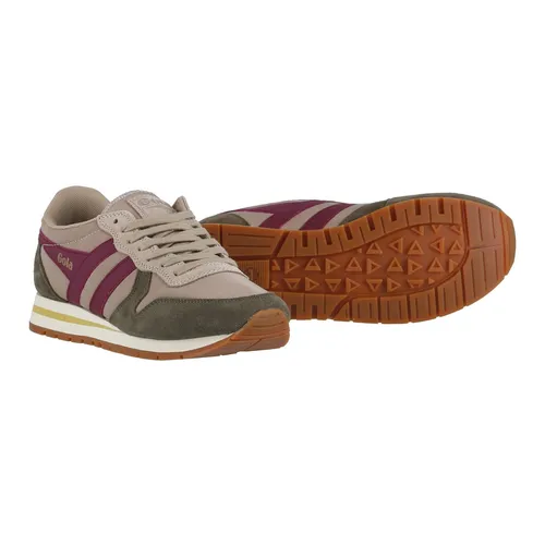 Gola Sneaker Daytona Chute 2024 - Beige/Khakigrün/Violett Damen, Größe 36 (5) - Sneaker mit Vintage-Charme und 90er Farbpalette, übergroße EVA-Zwischensohle für optimalen Komfort, ideal für trendbewusste Damen.