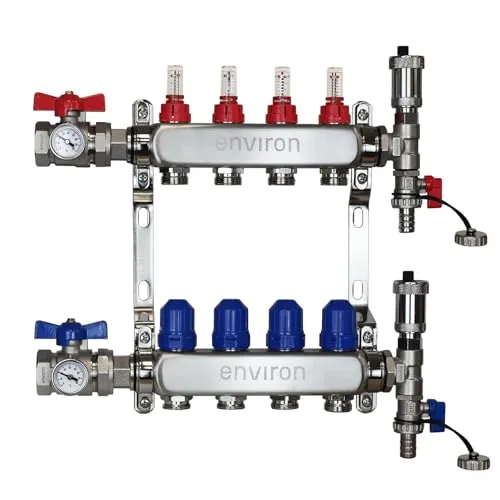 ganz24 Fußbodenheizung Festwertregelset M059 mit Wilo Para 25/6 Pumpe - Komplettsystem für effiziente Fußbodenheizung: Edelstahl-Heizkreisverteiler mit Festwertregelset (20–70 °C) und Wilo Para 25/6 Pumpe für präzise Temperaturregelung und einfache Installation.