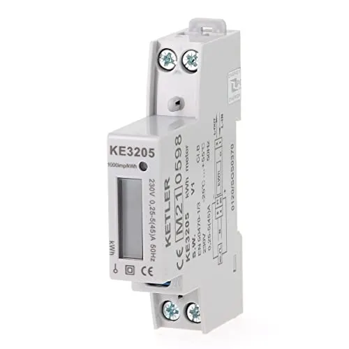 KETLER KE3205 Stromzähler – Mono 45 A – MID-zertifiziert – einfacher Tarif