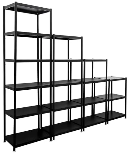 shelfr Industrial Design Raumteiler Regal Schwarz - 244x41x210 cm - Standregal im Industrial Style, wetterfest und vielseitig einsetzbar als Raumtrenner oder Pflanzenregal für drinnen und draußen. Belastbar bis 90 kg mit verstellbaren Ablagen für optimalen Stauraum.