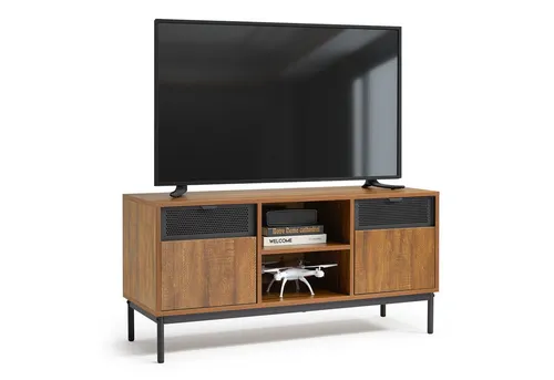 Mondeer TV Schrank für bis zu 50 Zoll TVs - TV-Bank im industriellen Stil mit verstellbaren Einlegeböden und ausreichend Stauraum für Geräte und Dekoration, ideal für Wohnzimmer und Schlafzimmer.