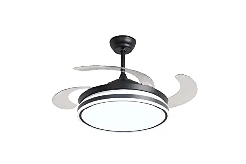 Pepeo Ganuwa Deckenventilator mit LED und Fernbedienung - Moderner Ventilator (107 cm) für Räume bis 15 m², mit innovativem Ein- und Ausklappmechanismus der Flügel und anpassbarer LED-Beleuchtung in 3 Stufen.