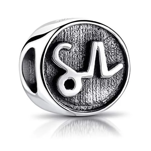 MATERIA Sternzeichen Steinbock Anhänger Silber 925 - Beads Perle Charms für Armband oder Kette antik schwarz #558