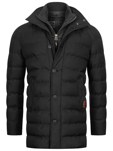 Indicode Herren INWooding Winterjacke - Stilvoller Parka in Schwarz, Größe M - Moderne Winterjacke mit abnehmbarem Inlay für zusätzlichen Komfort. Hochwertige Steppung und praktische Taschen sorgen für Kälteschutz und Stauraum. Ideal für kalte Tage!