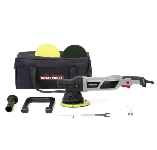 Dino KRAFTPAKET Exzenterpoliermaschine 15mm 950W - Professionelle Poliermaschine mit 950W Motor, 12 Drehzahleinstellungen und Dual-Action-Technik für hologrammfreies Polieren aller Lackoberflächen.