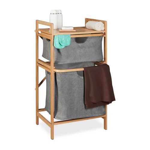 Wäschekorbregal aus Bambus - Ausziehbare Wäscheablage - Wäschekorb aus hochwertigem Bambus, ideal für den Innenbereich. Mit ausziehbarem Design für platzsparende Aufbewahrung und stilvolle Ordnung im Bad.