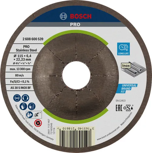 Bosch PRO Stainless Steel Schleifscheibe, 115 x 6 x 22,23 mm Durchmesser mm: 115