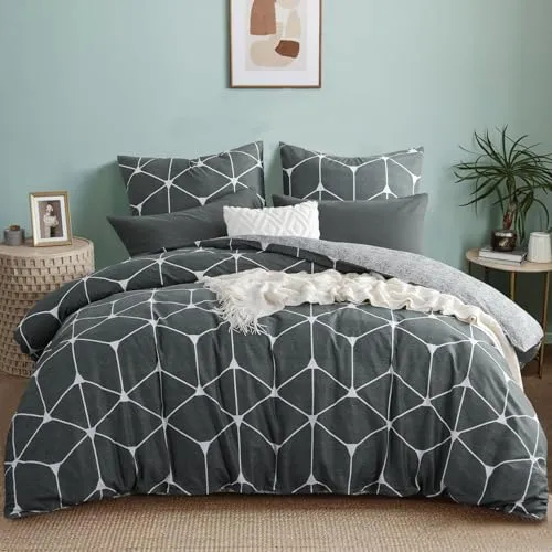 Produktbild RUIKASI Bettwäsche 200x220 Baumwolle 3 teilig Anthrazit