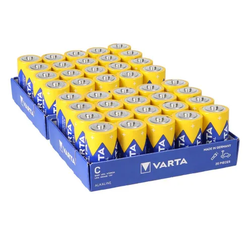 Varta 4014 Industrial Baby C Batterie - 40 Stück - Batterien & Akkus, 40 Stück starke AlMn Baby C Batterien mit 1,5 Volt und 7800 mAh für langanhaltende Energie in Geräten.