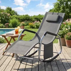 SONGMICS Gartenliege mit Umkippschutz und Seitentasche