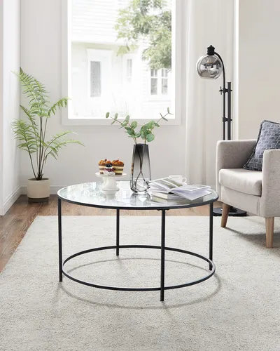 VASAGLE Couchtisch Glas schwarz 84x84 cm in schwarz von VASAGLE