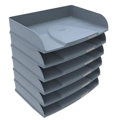 Exacompta 10570D Briefablage Querformat Combo Styli - Briefkörbe in stilvollem Blaugrau, ideal zur organisierten Ablage von Dokumenten und Büromaterialien.