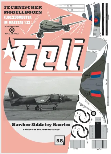 Kartonmodell Hawker Siddeley Harrier 1:33 Geli