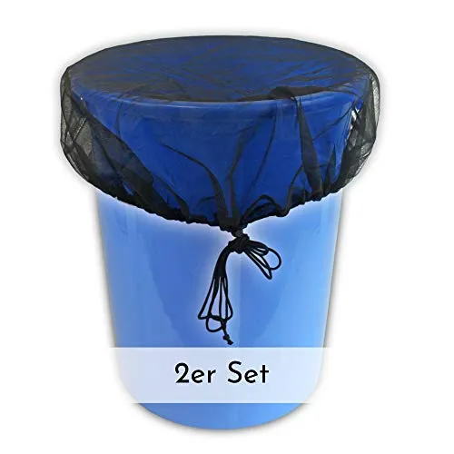 Vendix 2X Abdeckung für Regentonne rund Ø 90 cm - Regentonnen-Netz mit Zugkordel - Schutz vor Laub, Stechmücken & Mückenlarven