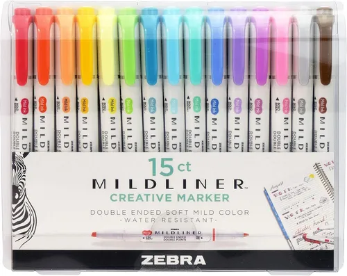 Produktbild ZEBRA Mildliner Brush and Marker FluorescentSet 15 Pack (78115)