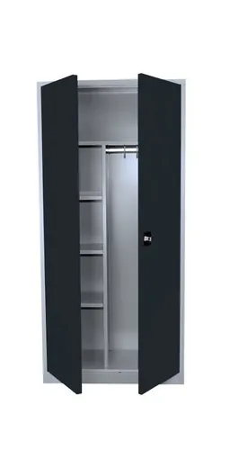 Steelboxx Mehrzweckschrank 2-türig 180x80x38,3cm - Hochschrank mit langlebiger Stahl-Konstruktion, inklusive Kleiderstange und höhenverstellbaren Einlegeböden für individuelle Nutzung. Komplett montiert, keine Montage erforderlich.