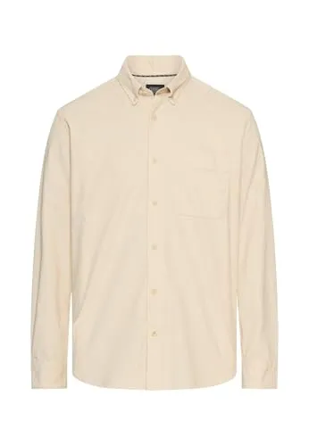 camel active Herren fleXXXactive® Langarm Shirt mit Button-Down-Kragen und Brusttasche Hafer, Menswear-M