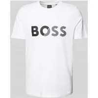 BOSS Green T-Shirt mit Label-Print in Weiss, Größe XL