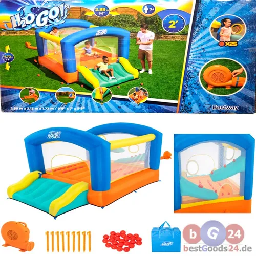 Hüpfburg mit Rutsche & Trampolin Dauergebläse Bestway  Spielspaß für 3 Kinder