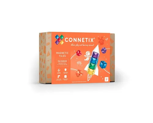 Connetix Rainbow Square Pack - Verstärkte Magnetbausteine für kreatives Spielen - Magnetbausteine für kreatives, pädagogisches Spielen ab 3 Jahren. Das 42-teilige Set bietet endlose Bau-Möglichkeiten in leuchtenden Regenbogenfarben!
