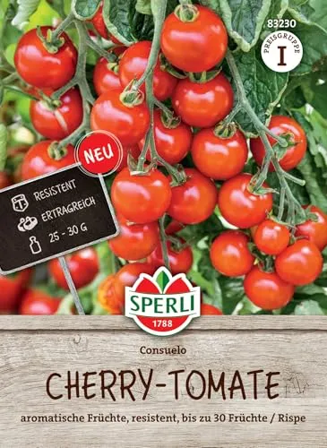 Sperli Cherry-Tomatensamen Consuelo, F1 83230 - Süßer Geschmack & hohe Erträge, resistente Sorte mit viel Aroma, ideal für Salate & Snacks