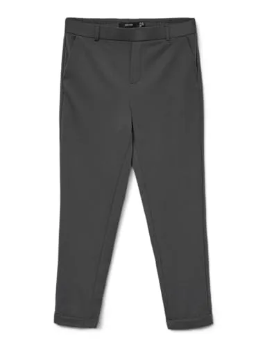 VERO MODA Damen Vmmaya Mr Loose Solid Pant Noos - Bequeme Anzughose in Grey Pinstripe - Damen-Hosen mit verschlusslosem Bündchen, Gürtelschlaufen und elastischem Material für optimalen Tragekomfort im Alltag.