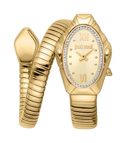 Just Cavalli Damen Analog Quarz Uhr JC1L357M0025 - Armbanduhren für Damen mit luxuriösem Schlangendesign, wasserfest und aus hochwertigem Edelstahl, ideal für modebewusste Frauen, die Eleganz schätzen.