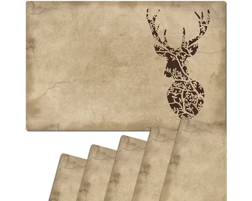 matches21 HOME & HOBBY Platzset Abwaschbare Tischsets 6er Set moderne Landhaus-Stil Hirsch Silhouette, (6-St), Platzsets als Tisch-Untersetzer und Tisch-Deko für Esstisch Teller