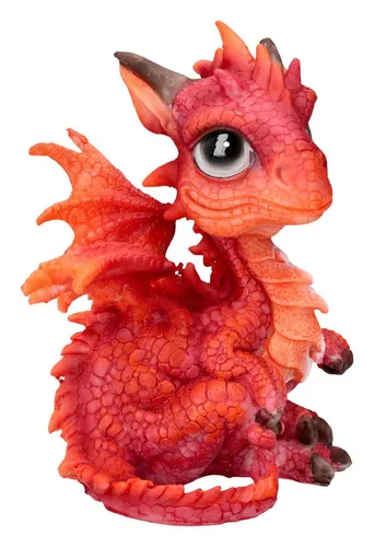 Figuren Shop GmbH Fantasy-Figur Drachenfigur Baby rot - Fire Dragonling - Dekoration Drache Dekofigur