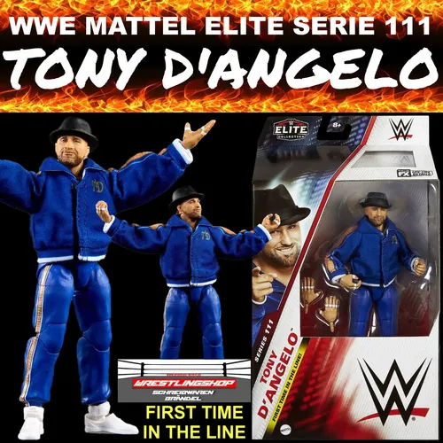 Mattel WWE Elite Actionfigur Tony D'Angelo - Actionfigur für Kinder, 15,2 cm groß mit 25 Artikulationspunkten und lebensechtem Look, ideal für Sammler und Spielspaß!