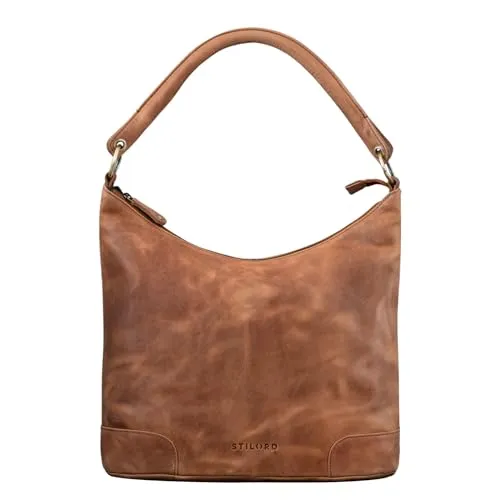STILORD Tessa Handtasche Damen Leder Groß Shopper Ledertasche Hobo Tasche Elegante Vintage Schultertasche Tote Bag aus Echtem Leder Farbe:taranto - braun