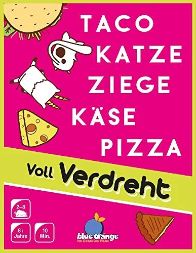 Blue Orange, Taco Katze Ziege Käse Pizza: Voll Verdreht, Partyspiel, Kartenspiel, 2-8 Spieler, Ab 8+ Jahren, 10 Minuten, Deutsch