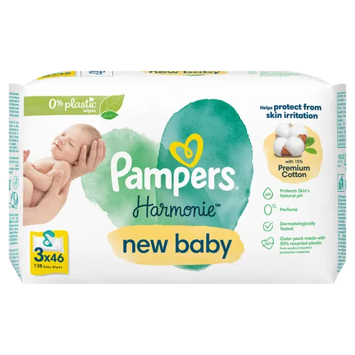 Produktbild Pampers Harmonie New Baby Chusteczki nawilżane dla dzieci 3 opakow 8700216201025