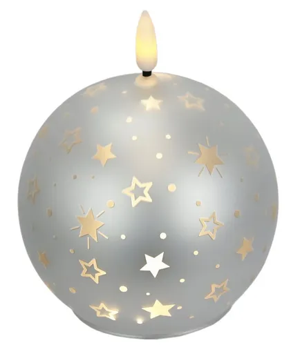 I.GE.A. LED-Kerze Kugel-Kerze B, aus Glas batteriebetrieben mit Timer Adventskranz Adventskerzen