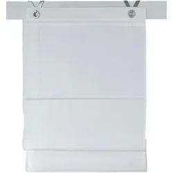 Raffrollo Kessy Bessy Weiss 60 * 140 cm - Ösen Raffrollo in elegantem Design, halbtransparent und waschbar bei 30°C. Ideal für eine einfache Montage ohne Schrauben – einfach einhängen und genießen!