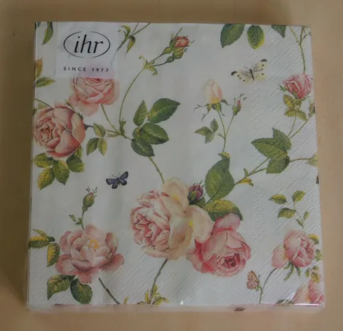 Servietten Rosen Ranken 1 Packung OVP RAMBLING Motivservietten IHR cream 20